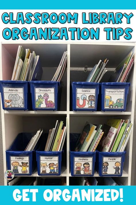 Classroom libraries can be organized and today, I’m going to share some simple tips to not feel overwhelmed! Classroom library organization is a must so that your early elementary students can easily find books that they will fall in love with. One of my favorite classroom library ideas is to buy bins to keep them together. Classroom library labels are essential for students to find what they need. Check out all of my ideas for your classroom library setup for your early elementary classroom! Classroom Book Organization, First Grade Classroom Library, Classroom Library Ideas, Student Centered Learning Activities, Classroom Library Labels, Kindergarten Library, Classroom Libraries, Classroom Library Organization, Classroom Routines And Procedures