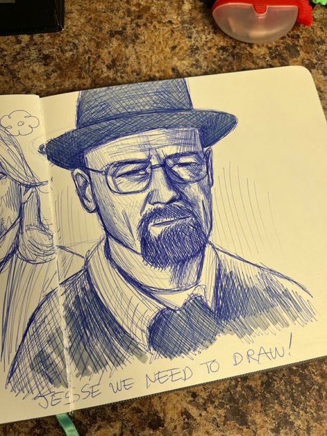 Walter white sketch drawing meme doodle breaking bad Breaking Bad Dibujo, Walter White Sketch, Breaking Bad Sketch, Breaking Bad Painting, Breaking Bad Drawing, Walter White Drawing, Bad Drawings, Drawing Superheroes, How To Make Drawing