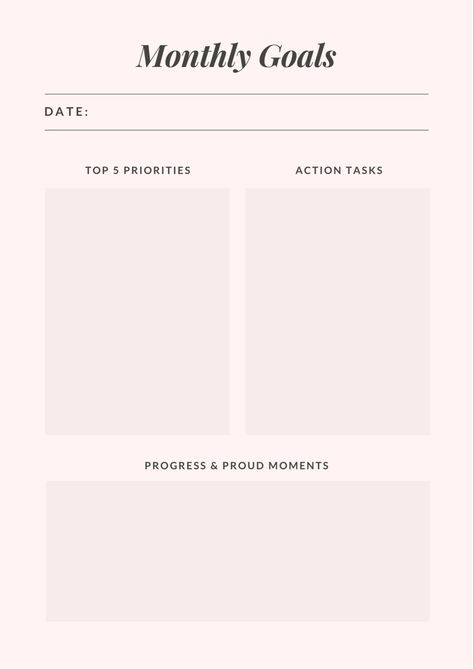 Monthly Goals Aesthetic, 2023 Goals List Template, 6 Month Plan Template, 2023 Goals Template, Monthly Check In, One Month Goal Plan, Month Goals Template, Monthly Goals Ideas Inspiration, Monthly Goal Printable