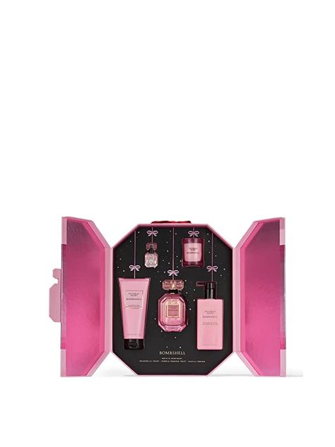 Victoria's Secret Bombshell Ultimate Fragrance 5 Piece Gift Set: 3.4oz Eau de Parfum, Mini Eau de Parfum, Candle, Lotion & Wash Candle Lotion, Victoria Secret Gifts, Victoria Secret Body Spray, Victoria Secret Lotion, Victoria's Secret Bombshell, Scented Lotion, Expensive Gifts, Afternoon Sun, Perfume Set