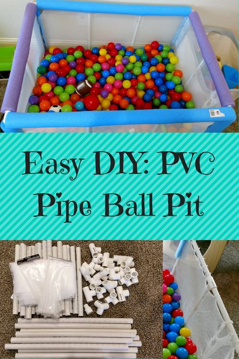 Create your own ball pit for your kids using PVC pipe. No more busted seams. A quick and cheap alternative. A guaranteed great time! Diy Ball Pit, Kids Ball Pit, Diy Kids Furniture, Baby Playroom, Pvc Pipe Projects, Pvc Projects, Baby Boy Toys, Pvc Pipes, Diy Pipe