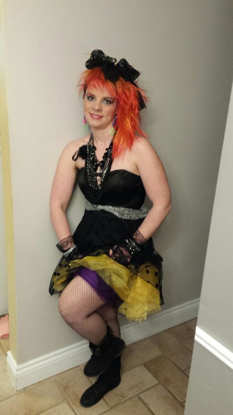 Cindy Lauper 80s costume Cyndi Lauper Halloween Costume, Cindi Lauper 80's Costumes, Cindy Lauper Costume, Cindy Lauper 80's Outfit, 80 Prom, Cyndi Lauper Costume, Tacky Christmas Outfit, Cindy Lauper 80's, 80's Costume