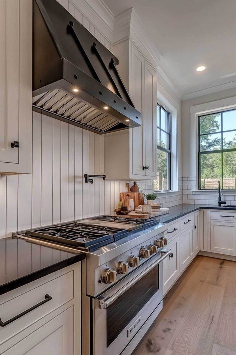 52 Farmhouse Kitchen Backsplash Ideas for Your Dream Kitchen! Farmhouse Kitchen Hardware, Farmhouse Kitchen Backsplash Ideas, Reclaimed Wood Kitchen Island, Coastal Farmhouse Kitchen, Farmhouse Kitchen Backsplash, Rustic Wood Floating Shelves, Reclaimed Wood Kitchen, Shiplap Backsplash, Painted Kitchen Cabinets Colors