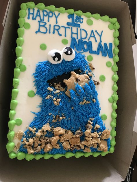 Cookie Monster Cake 2nd Birthday, Cookie Monster Birthday Party Decorations, Cookie Monster Sheet Cake, Elmo And Cookie Monster Cake, Cookie Monster 2nd Birthday Girl, Cookie Monster Cookies Decorated, Cookie Monster Birthday Cake, Cookie Monster Smash Cake, Cookie Monster 1st Birthday Decorations