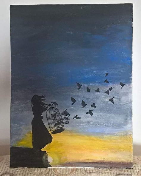 Shilouette art by me. Release. Acrylic on canvas board. #silhouette ,#sziluett ,#festmeny ,#thoughts ,#freedom Freedom Painting Ideas, Freedom Art Drawings, Freedom Art Painting, Freedom Painting, Freedom Drawing, Freedom Art, Acrylic Pouring Art, Pouring Art, Diy Canvas Art Painting