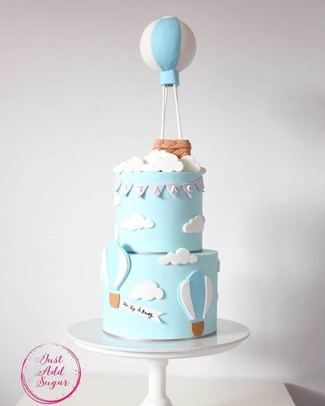 Bear Baby Shower Cake, Swan Baby Shower, Hot Air Balloon Cake, Baby Boy Birthday Cake, Baby Shower Party Themes, Hot Air Balloon Party, Baby First Birthday Cake, Baby Shower Cakes For Boys