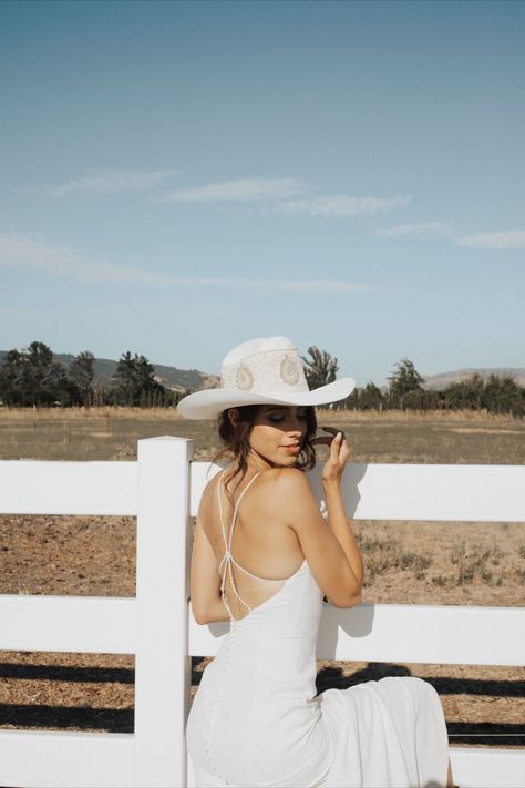 Updo With Cowboy Hat, Ranch Editorial, Summer Cowgirl, Rehearsal Dinner Looks, Wedding Snap, Cowgirl Wedding, Styled Hair, Modern Western, Here Comes The Bride