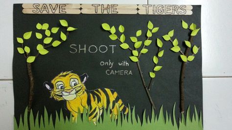 SAVE THE TIGER POSTER Tiger Day Board Decoration, Save The Tiger Poster Ideas, National Tiger Day Activities, Project Tiger Poster, Tigers Day Poster, Save Tiger Slogan, Tiger Day Poster Drawing, Save Tiger Poster Ideas Drawing, Save Tiger Poster Drawing