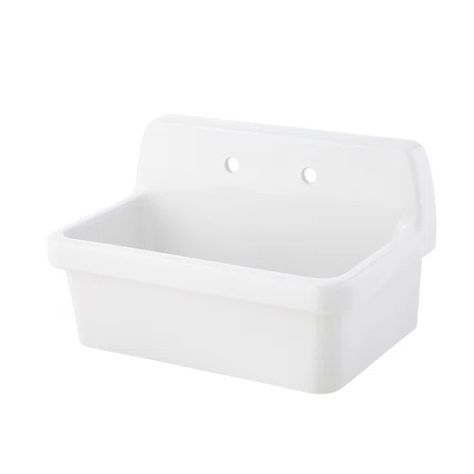 Wall Mounted Utility Sink 18 Inches Wide | Wayfair Wall Mount Utility Sink, Kitchen Basement, Wall Mount Sinks, Garage Kitchen, Laundry Tubs, Wash Hand Basin, Laundry Sink, Farm Sink, Utility Sink