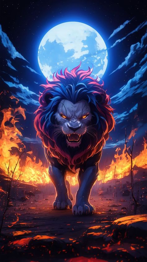 Angry Lion Pictures, Lion Anime, Cinematic Poster, Angry Lion, Lion Walking, Fire Lion, Front Hair, Lion Pictures, Front Hair Styles