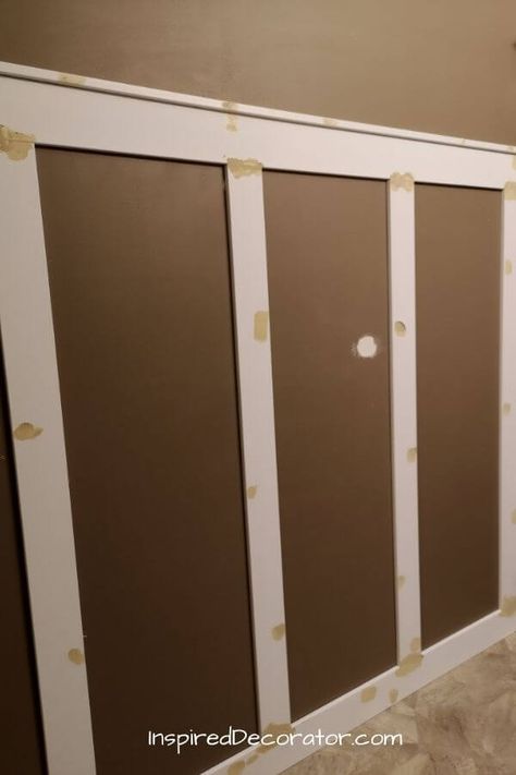 Fake Wainscoting Diy Bathroom, How To Do Wainscoting In Bathroom, 1x4 Wainscoting, Diy Bathroom Wall Paneling, How To Do Waynes Coating Wainscoting, Diy Bathroom Wainscotting, Wainscoting Bathroom Diy, Easy Wainscoting Diy Bathroom, Way Es Coating