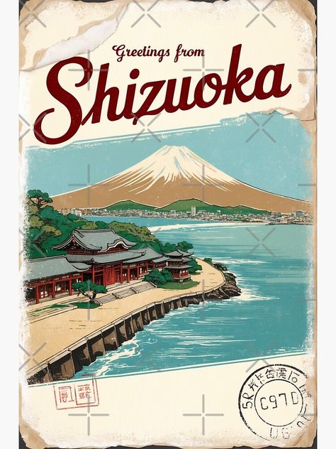 Shizuoka Japan Vintage Travel Retro Postcard Design Greeting Card Japan Postcard, Retro Postcard, Shizuoka Japan, Japan Vintage, Shizuoka, Postcard Design, Vintage Travel, Japan Travel, Greeting Card