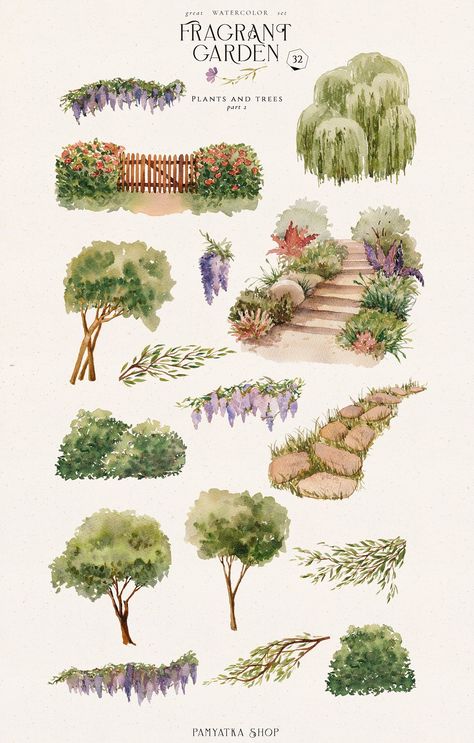 Mythical Garden, Wisteria Wedding, Wooden Staircase, Window Illustration, Fragrant Garden, Flower Arch, Garden Illustration, Frame Floral, Canvas Learning