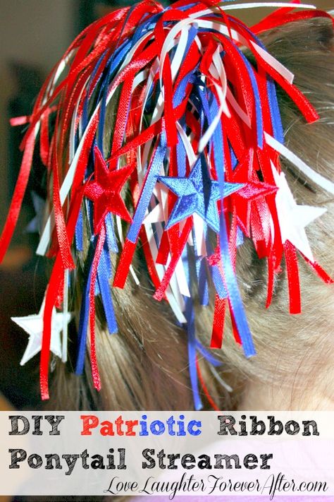 Hair Streamer, Ponytail Streamer, Ribbon Ponytail, Diy Ponytail, Real Advice, Patriotic Projects, Blue Hair Accessories, Hair Bow Tutorial, Theme Days