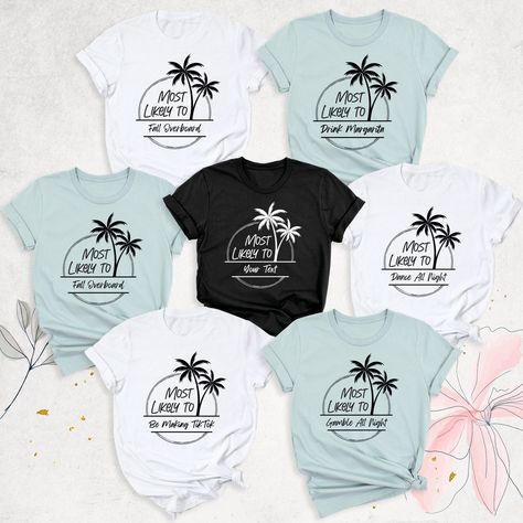 "Most Likely to Cruise Shirts, Funny Summer Shirt, Matching Family Shirt, Family Cruise Trip Shirt, Summer Vacation Shirt, Group Cruise Shirt Hello, Thanks for your support. Your gladness comes first and all work is done with Love in here. Always keep your support, please:) Most Likely to Cruise Shirts are branded Bella+Canvas.  Most Likely to Cruise Shirt  Contents: - Solid colors: %100 Cotton.  - Heather colors: %52 Cotton + %48 Polyester* This ultra-soft graphic tee is made from a comfortable cotton-poly blend that is breathable, non-shrinking, and lasts longer than your average graphic shirt. HOW TO ORDER YOUR MOST LIKELY TO CRUISE SHIRT  -Please, Check and Review all  Most Likely to Cruise Shirt Photos. -Select Your Most Likely to Cruise Shirt T-Shirt Size and Most Likely to Cruise Sh Cruise Group Shirts, Cruise Tee Shirt Ideas, Group Vacation Outfits, Girls Cruise Shirts Ideas, Most Likely To Cruise Shirts, Cruise Tshirt Ideas Funny, Group Cruise Tshirt Ideas, Funny Cruise Shirts Ideas, Family Cruise Shirts Ideas Carnival