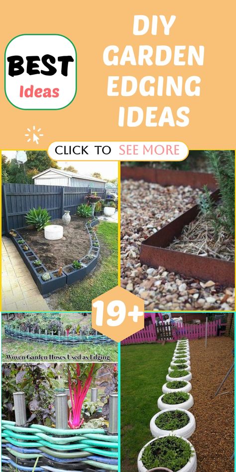 Achieve a sophisticated touch for your garden using these simple yet stylish DIY garden edging concepts. Enhance the appearance of your flower beds and walkways by incorporating unique border stones or repurposed materials. Explore countless ideas to establish a tidy and structured outdoor space that exudes charm. Feel motivated to embark on this rewarding project that promises to elevate the visual appeal of your backyard sanctuary without much hassle. Transform your outdoor haven into an oasis Gardening Landscaping Ideas, Simple Yard Ideas Easy Diy, Diy Garden Edging, Flower Garden Ideas Landscaping, Metal Garden Edging, Wine Bottle Garden, Rock Planters, Brick Garden Edging, Backyard Flowers Garden