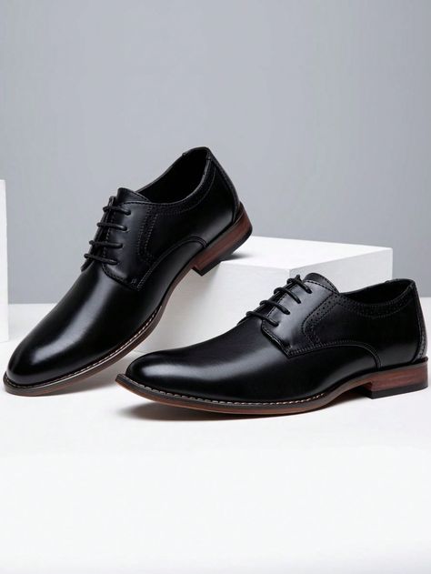 Black  Collar   Plain Oxfords & Derby Shoes Embellished   Men Shoes Brown Shoes For Men, Prom Shoes Black, Prom Men, Elegant Wedding Shoes, Brown Shoes Men, Men's Dress Shoes, Groom Shoes, Brogues Men, Classy Shoes