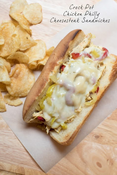 Crock-Pot Chicken Philly Cheesesteak Sandwiches Philly Cheesesteak Sandwiches, Chicken Philly Cheesesteak, Philly Sandwich, Cheesesteak Sandwiches, Chicken Cheesesteak, Chicken Philly, Cheesesteak Recipe, Cheese Steak Sandwich, Crock Pot Chicken