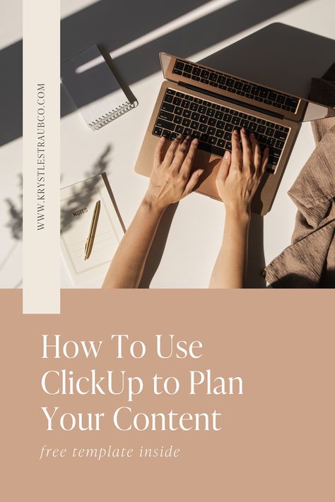 Lap top with girl typing. Text say "How to use clickup to plan your content. Free template inside." Content Planning Template, Clickup Templates, Planning Organization, Budget Tracking, Planning Template, Build A Business, Social Media Planning, Content Planning, Free Content