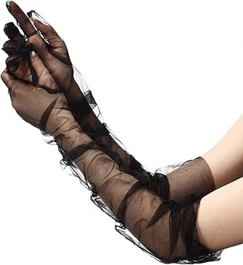 Women's Long Gloves Mesh Tulle Gloves 27'' Sheer Party Opera Gloves Elbow Length Gloves for Wedding Bridal Dance Party Opera Performance, Arm Gloves, Sheer Gloves, Tulle Gloves, Elbow Length Gloves, Mesh Gloves, Opera Gloves, Bridal Gloves, Lace Gloves