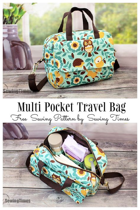 Sewing For Travel, Travel Bag Patterns To Sew, Zipper Tote Bag Pattern Free, Purse Sewing Patterns Free, Sewing Bags Patterns Free, Travel Bag Pattern, Sewing Totes, Bag Free Sewing Pattern, Sewing Tutorials Bags