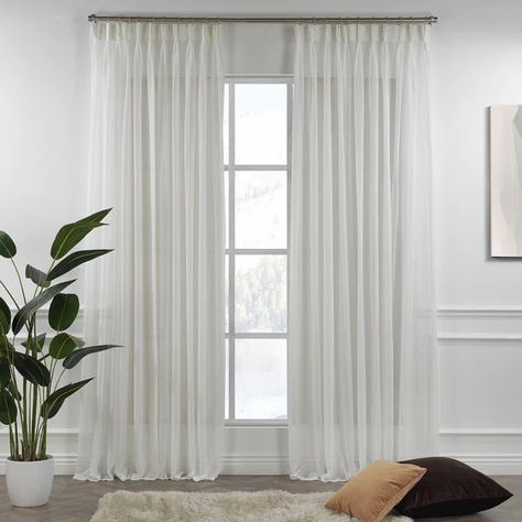 Triple Pinch Pleated Extra Long and Extra Wide Faux Linen Sheer Single Panel Home Curtains, Outdoor Pergola, Pergola Shade, Sheer Curtains, Outdoor Ceiling Lights, Picture Light, Outdoor Shade, Floor Lamp Table, Ceiling Fan With Light