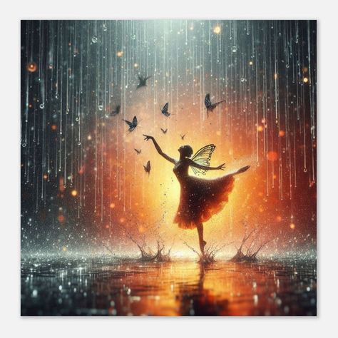 Step into a world of fantasy and grace with our "Enchanted Elegance" poster. This breath taking artwork captures the ethereal beauty of a ballet dancer poised in a delicate arabesque amidst a gentle rainfall. As the raindrops fall, she dances with a mesmerizing flurry of butterflies, creating a stunning interplay between movement and stillness. Dance Illustration, Butterflies Wall Art, Dance Artwork, Ballerina Decor, Rain Dance, Art Dance, Ballet Art, World Of Fantasy, Butterfly Wall Art