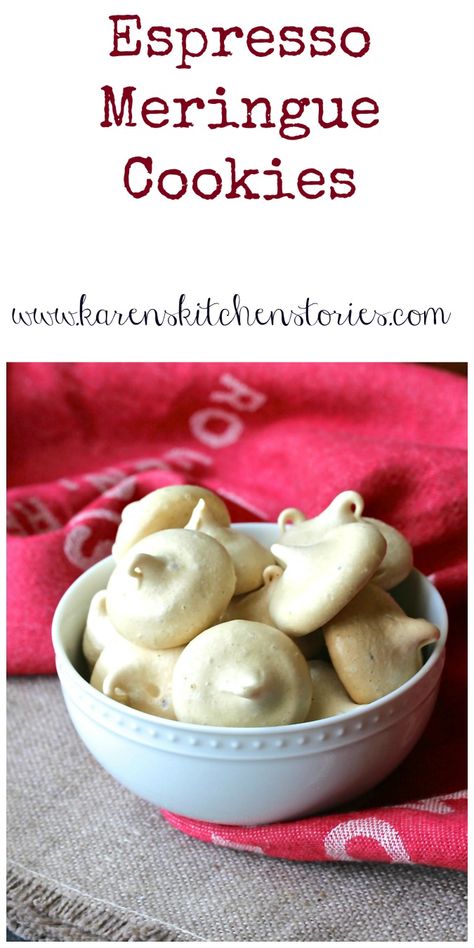 These Espresso Meringue Cookies are sweet and light, and have a hint of roasted coffee flavor. Meringue Cookies Easy, Almond Meringue, Meringue Cookie Recipe, Favorite Holiday Desserts, Individual Desserts, Favorite Dessert Recipes, Meringue Cookies, Desserts For A Crowd, Baking Cookies