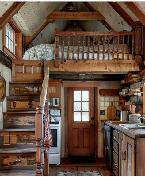 Cabin Loft, Cute Little Houses, Shed To Tiny House, Tiny House Loft, Tiny House Inspiration, Cabin Interiors, Loft House, Tiny Cabin, Tiny House Cabin