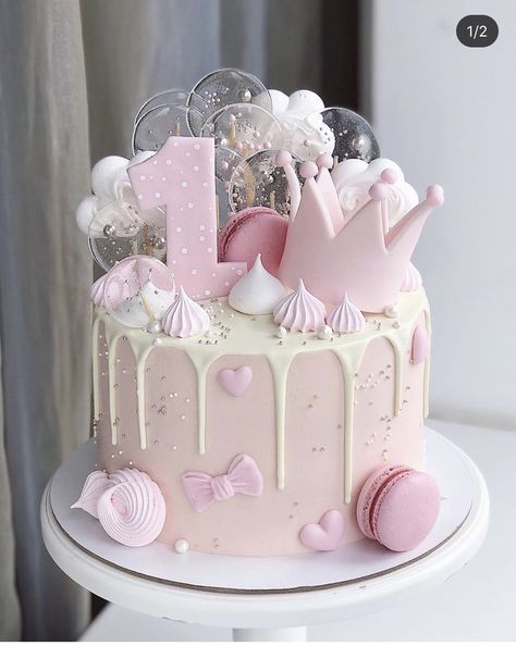 1st Birthday Cake Designs, Tårta Design, Girls First Birthday Cake, Cake Designs For Girl, Baby First Birthday Cake, Princess Birthday Cake, 2 Birthday Cake, 1st Birthday Cakes