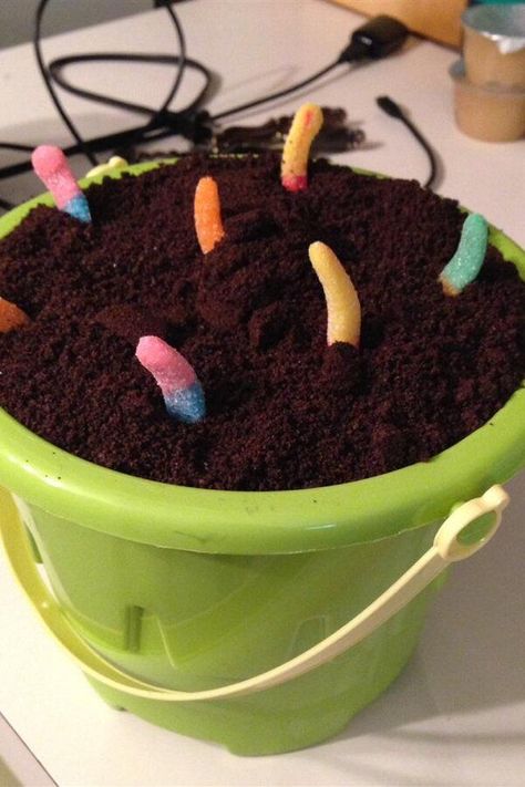 Bucket of Mud | "I have made this with my boys a few times and they love it. " #halloween #halloweenrecipes #halloweenideas Dirt Cups Dessert, Mud Recipe, Kitty Litter Cake, Oreo Cookie Cake, Snickers Salad, Whipped Pumpkin, Banana Pudding Poke Cake, Cool Whip Cookies, Cool Whip Desserts