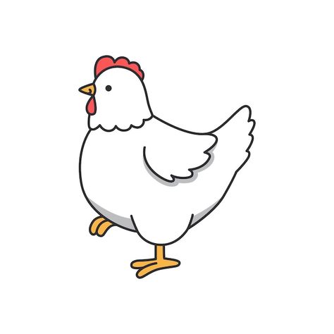 Chicken isolated on white background vec... | Premium Vector #Freepik #vector #clipart #chicks #hen #chick Cute Hen Drawing, Chicken Illustration Cute, Chicken Drawing Cute, Hen Clipart, Hen Drawing, Chick Drawing, Hen Illustration, Hen Art, Chicken Image