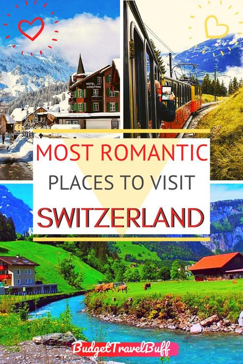 Just married and Looking for the best honeymoon destinations in Switzerland? Here are our top 10 most romantic getaways in Switzerland for couples. Romantic things to do in Switzerland | Romantic resorts in Switzerland | Honeymoon places in Switzerland #honeymooninswitzerland #switzerland #honeymoon Switzerland Romantic, Best Places For Honeymoon, Places For Honeymoon, Switzerland Honeymoon, Best Honeymoon Places, Places To Visit In Switzerland, Family Travel Ideas, Places In Switzerland, Romantic Resorts