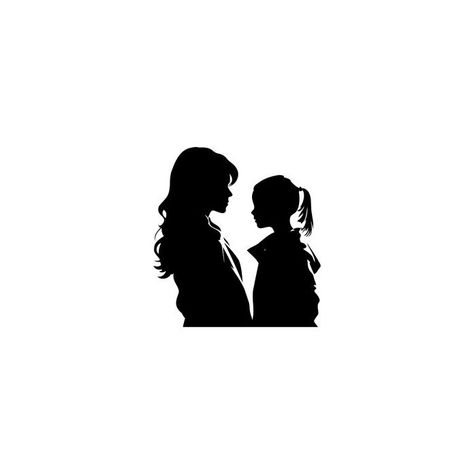 Motherhood Silhouette, Mother And Daughter Silhouette, Faceless Drawing, Mom Silhouette, Silhouette Sketch, Drawing Aesthetic, Mother And Daughter, Vision Board, Sketch