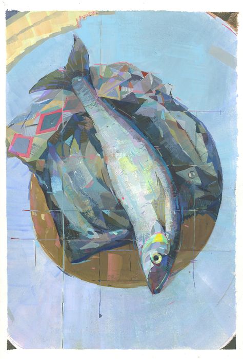 Fish Gouache, Catch Of The Day, One Fish, Fish Painting, The Fish, Sweet Girls, Plein Air, Art Direction, Art Reference