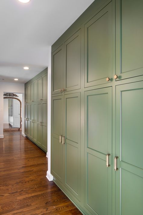 Upstairs Hallway Cabinet Ideas, Custom Built In Storage, Built In Storage Wall Storage Cabinets, Hallway Cabinets Built In Storage, Hallway Built In Storage, Built In Safe Ideas, Hallway Closet Built Ins, Cabinets In Hallway, Hallway Storage Closet