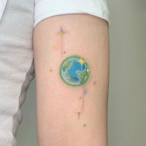 Earth Tattoo Color, Sketchbook Tattoo, Pikachu Tattoo, Four Leaf Clover Tattoo, Her Tattoo, Earth Tattoo, 16 Tattoo, One Tattoo, Magic Runes