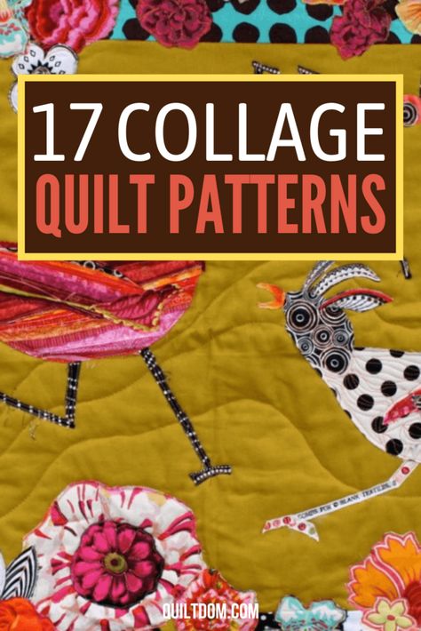 Collage Quilting Ideas, Fabric Collage Patterns Free, Collage Quilting Free Pattern, Collage Quilt Patterns Free, Quilt Collage Patterns, Collage Quilting Tutorials, Laura Heine Collage Quilts Patterns, Art Quilts Ideas Free Pattern, Collage Quilts Tutorials How To Make