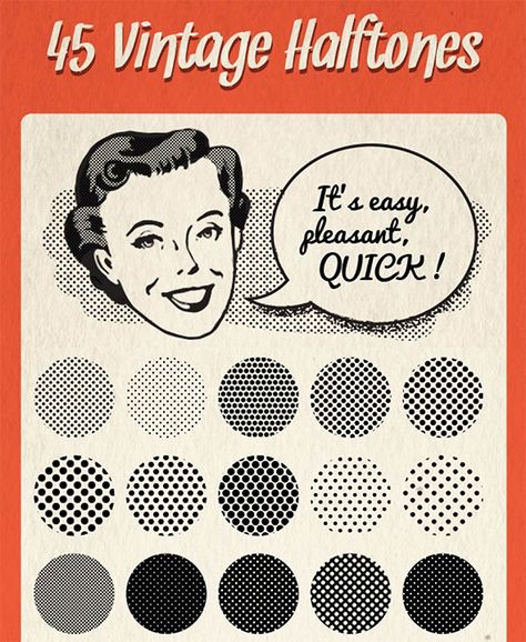 45 Vintage Halftones Pattern Free Tattoo Fonts, Halftone Illustration, Halftone Design, Free Brushes, Halftone Pattern, Illustrator Brushes, Halftone Dots, Graphic Design Blog, Aesthetic Fonts