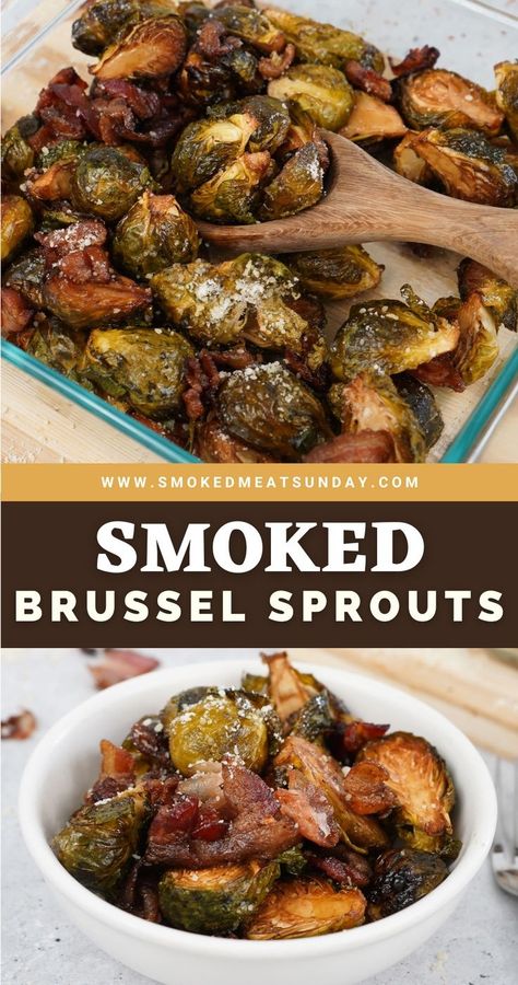 Dinner Recipes Smoker, Smoked Meats Ideas, Smoked Brussel Sprouts, Smoker Cooking Recipes, Traeger Smoker Recipes, Campground Ideas, Traeger Cooking, Smoker Ideas, Smoked Recipes