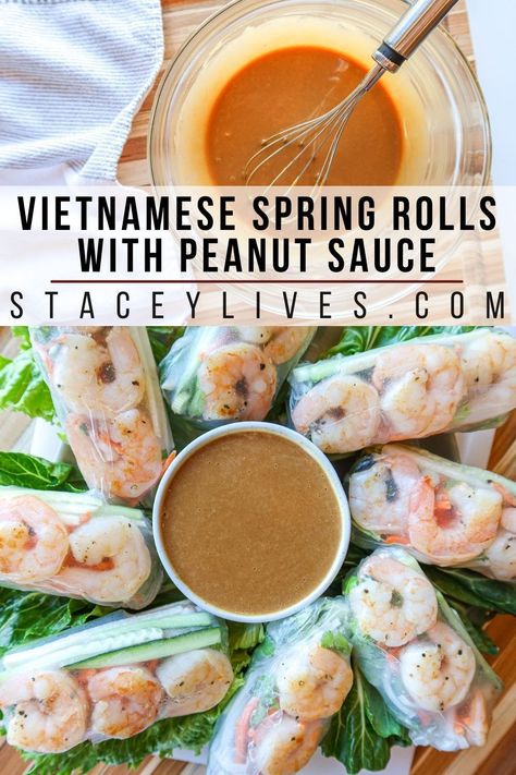 Spring Rolls With Peanut Sauce, Healthy Spring Rolls, High Protein Keto, Homemade Spring Rolls, Vietnamese Shrimp, Spring Roll Sauce, Peanut Dipping Sauce, Low Calorie High Protein, Shrimp Spring Rolls