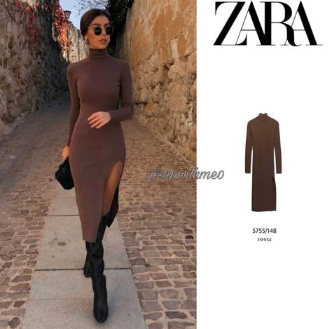 Brown Bodycon Dress Outfit, Brown Sweater Dress Outfit, Autum Outfit, Brown Dresses Outfit, Knitted Dress Outfit, Brown Bodycon Dress, Long Knit Dress, Brown Sweater Dress, Brown Maxi Dresses