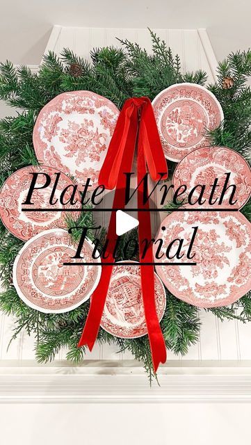 Whitney on Instagram: "You guys asked so it here it is! The plate wreath tutorial. This was such a fun project with my mom and it took way too many bloopers to film this 😂 Have any questions? Drop them below   #platewreath #vintagefinds #decordiy #diywreath #diychristmasdecor #diychristmasdecorations #diychristmas #grandmillennialdecor #christmasdecorideas #christmasdecorating #christmaskitchen #diyideas #tradwithatwist #christmaswreath #christmascrafts #homemade #homedecorating" Christmas Wreath With Plates, Plate Wreath Tutorial, Wreath With Plates, How To Make A Plate Wreath, Vintage Plate Wreath, Plate Wreath Diy, Plate Wreaths, Plate Wreath, Grand Millennial Decor