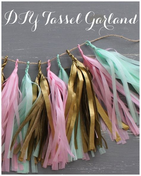 Confetti System, Diy Party Crafts, Diy Tassel Garland, Tissue Paper Garlands, Tissue Paper Tassel Garland, Tissue Paper Tassel, Diy Confetti, Dorm Diy, Dorm Room Diy