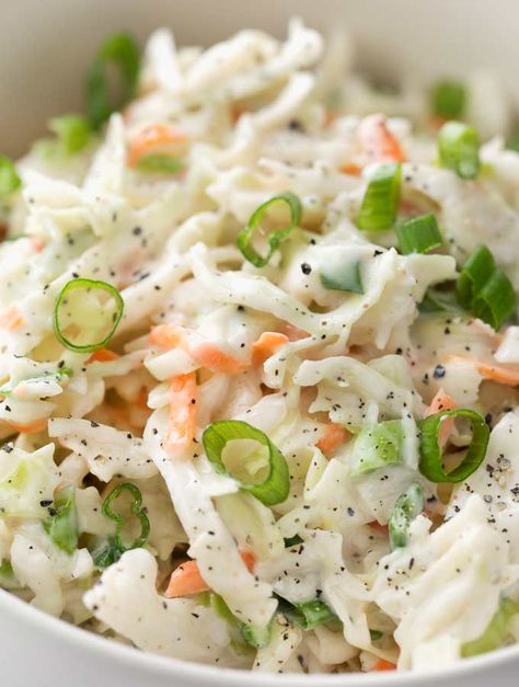 Tangy and sweet with plenty of crunch, this creamy coleslaw is lightened up to just 1 smart point per serving, and is the perfect side dish for your BBQ or potluck! | #coleslaw #potluck #cookout #summerbbq #skinnyrecipe #weightwatchers #freestyle #smartpoints Cool Diet Recipes, Healthy Coleslaw Recipes, Weight Watchers Salad, Healthy Coleslaw, Creamy Coleslaw, Low Cal Recipes, Celery Seed, Coleslaw Recipe, Food Help