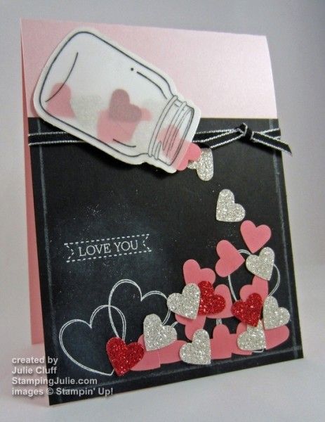 Card With Hearts, Mini Albümler, Mason Jar Cards, Jar Of Hearts, Idee Babyshower, Folding Origami, 카드 디자인, Mors Dag, Birthday Cards Diy