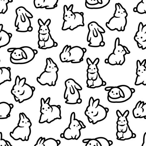 Black And White Seamless Pattern, Black And White Design Graphic, Bunny Pattern Wallpaper, Rabbit Black And White, Rabbit Background, Rabbit Fashion, Rabbit Patterns, Bunny Vector, Black And White Rabbit