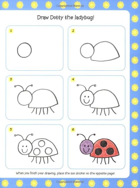 lady bug doodling | lady bug | doodling-journaling Drawing A Ladybug, Ladybug Directed Drawing, Bug Directed Drawing, Trin For Trin Tegning, Ako Kresliť, Arte Doodle, Drawing Lessons For Kids, Directed Drawing, Easy Drawings For Kids