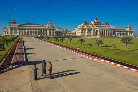 Myanmar's newly-built capital city, Naypyidaw, is shrouded in secrecy, after the government decided to move the capital from Yangon Naypyitaw City, Naypyidaw, Palace Architecture, Mysteries Of The World, Burma Myanmar, Tourist Sites, Yangon, Southeast Asian, Nova York