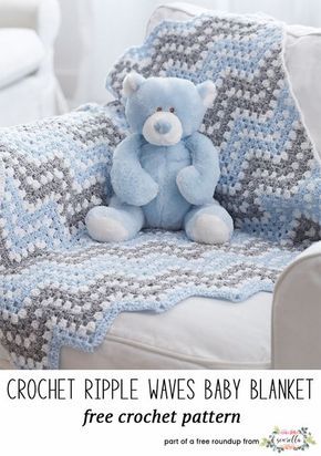 Crochet this easy granny stitch ripple chevron baby blanket from Yarnspirations from my best crochet baby blankets for 2018 free pattern roundup! Waves Crochet, Soft Crochet, Confection Au Crochet, Crochet Blanket Afghan, Baby Afghan Crochet, Crochet Baby Blankets, Crochet Patterns Free Blanket, Baby Afghans, Baby Blanket Pattern